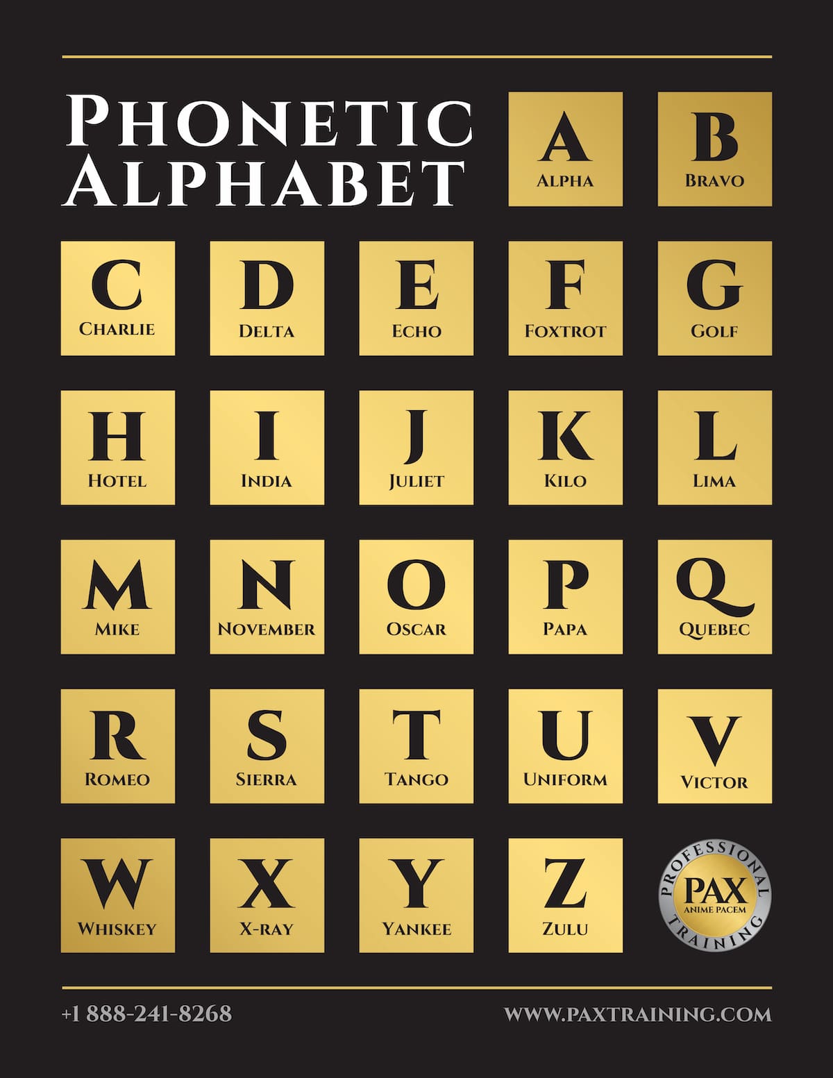 Phonetic Alphabet - Dark Background