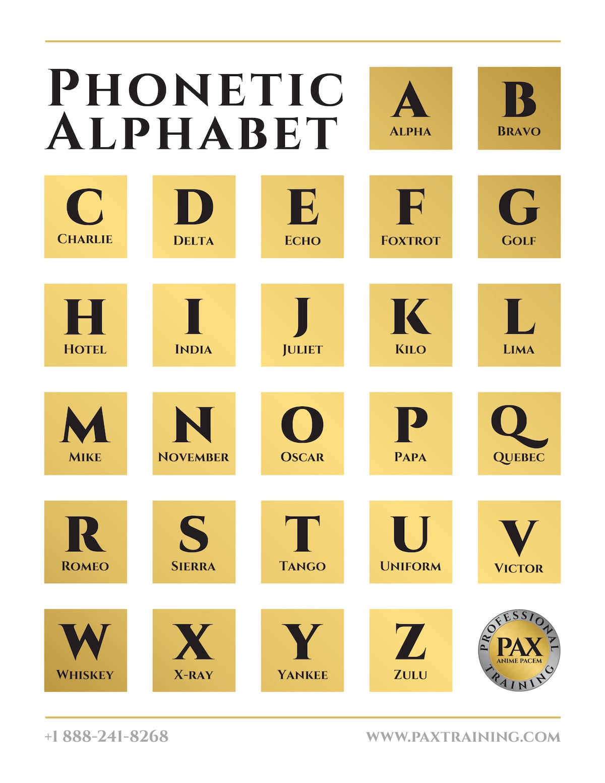 Phonetic Alphabet - Light Background
